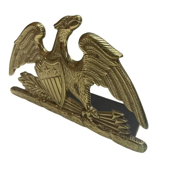 Virginia Metalcrafters Solid Brass Spread Wings American Eagle Bookends Set 1952 - Picture 6 of 9